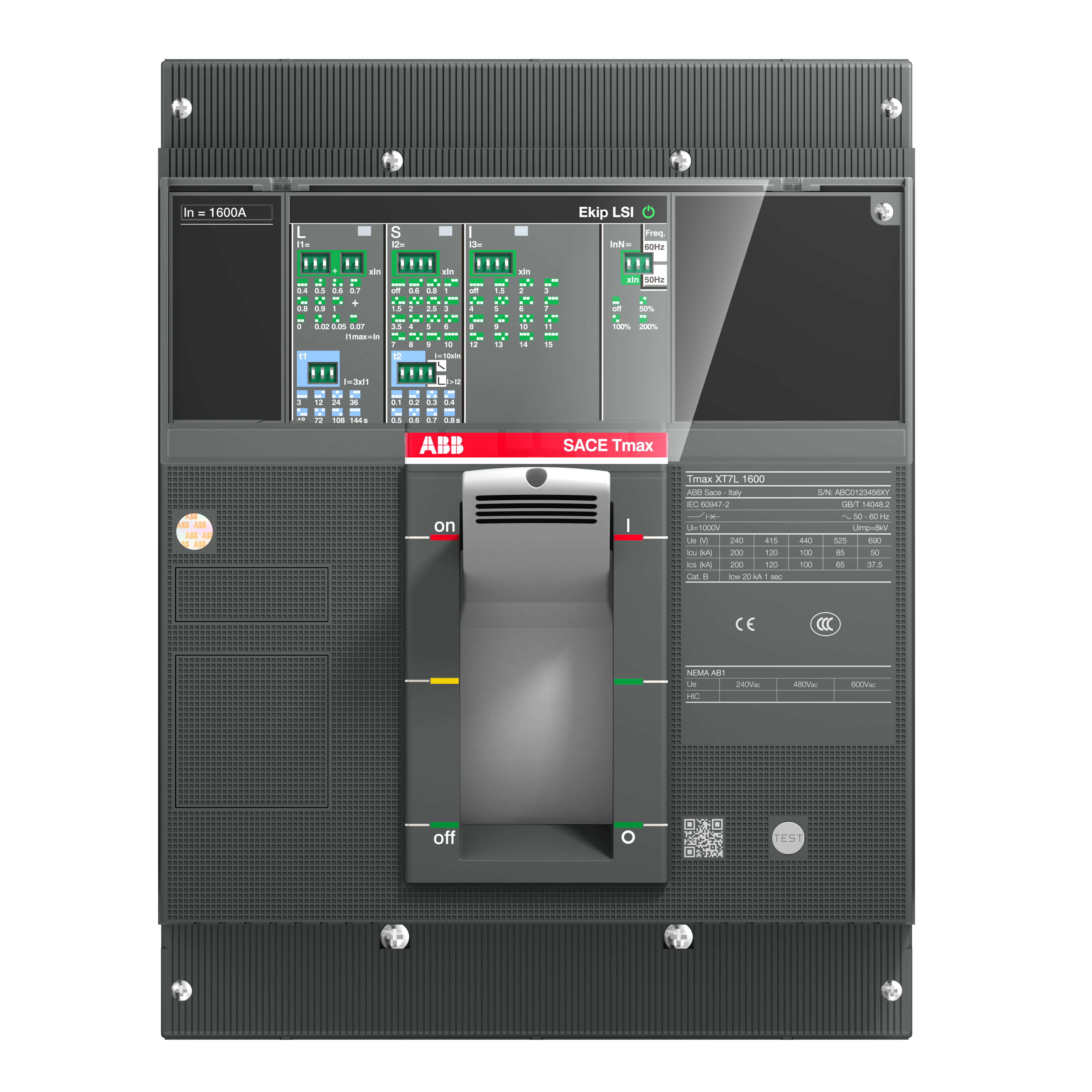 ABB 1SDA100828R1 XT7S 1250 Ekip Dip LS/I In=1250A 3p F F