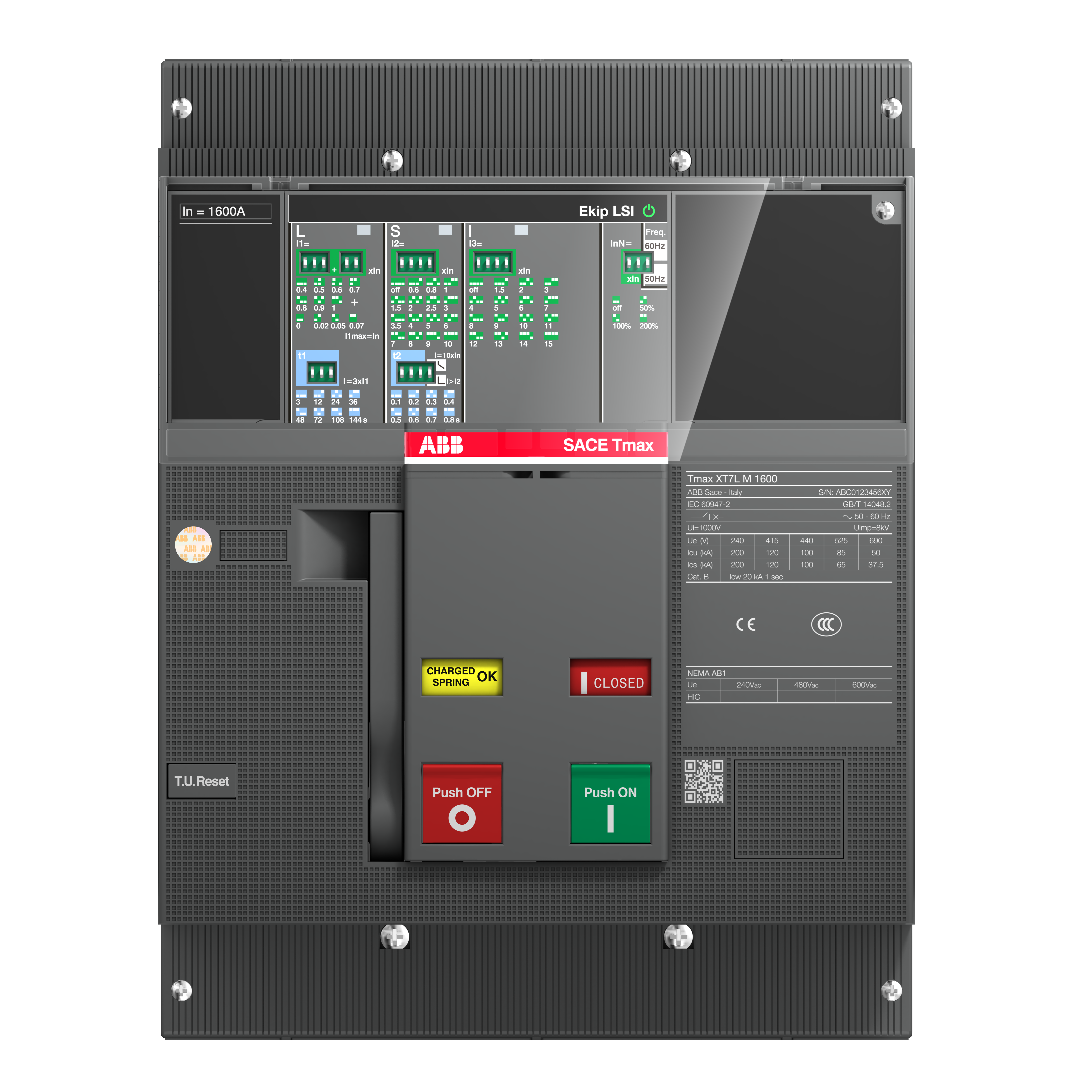 ABB 1SDA101368R1 XT7S M 1250 Ekip Dip LS/I In1250A 3p F F
