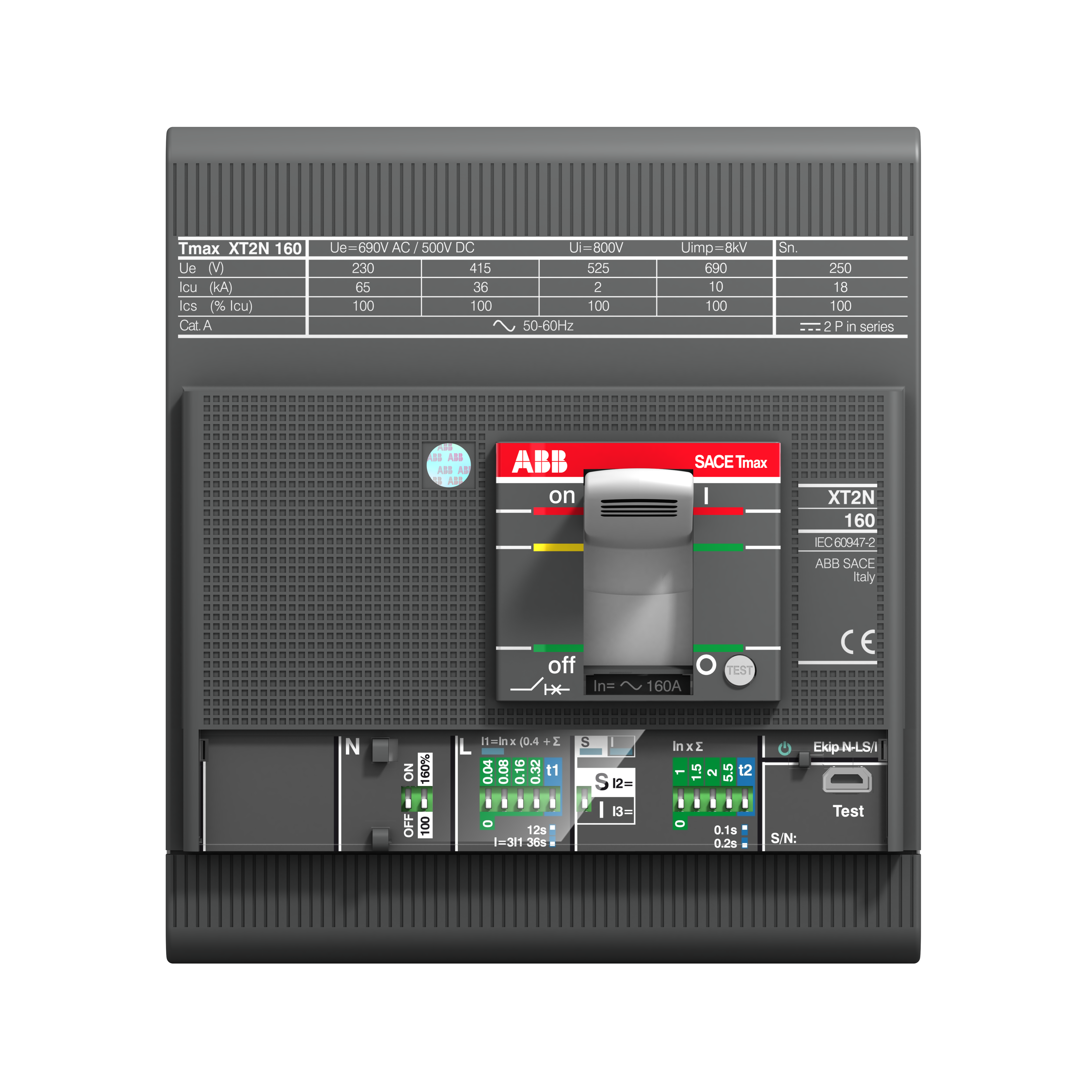 ABB 1SDA067093R1 XT2N 160 Ekip Dip LS/I In=100A 4p F F