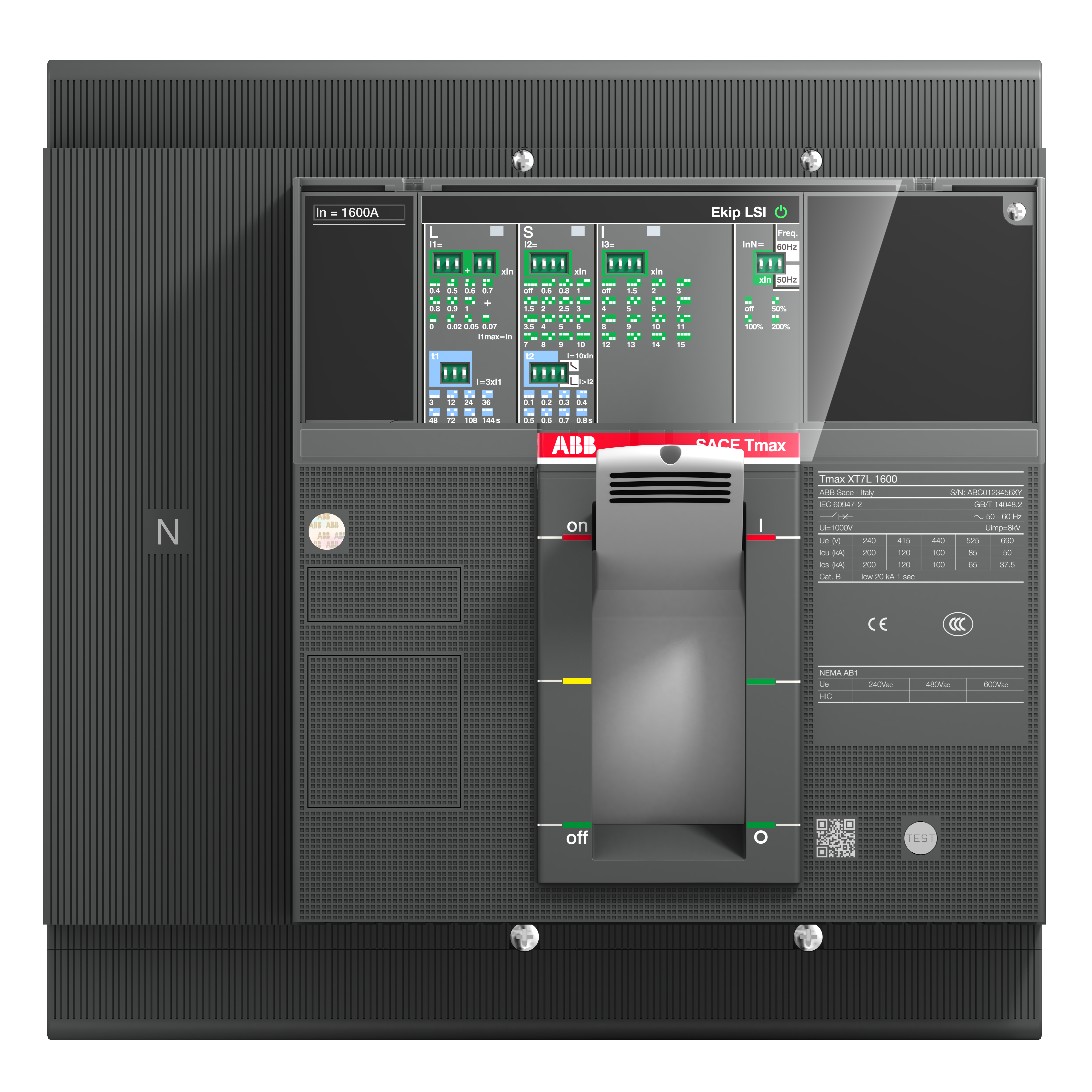 ABB 1SDA101116R1 XT7S 1250 Ekip Dip LS/I In=1250A 4p F F