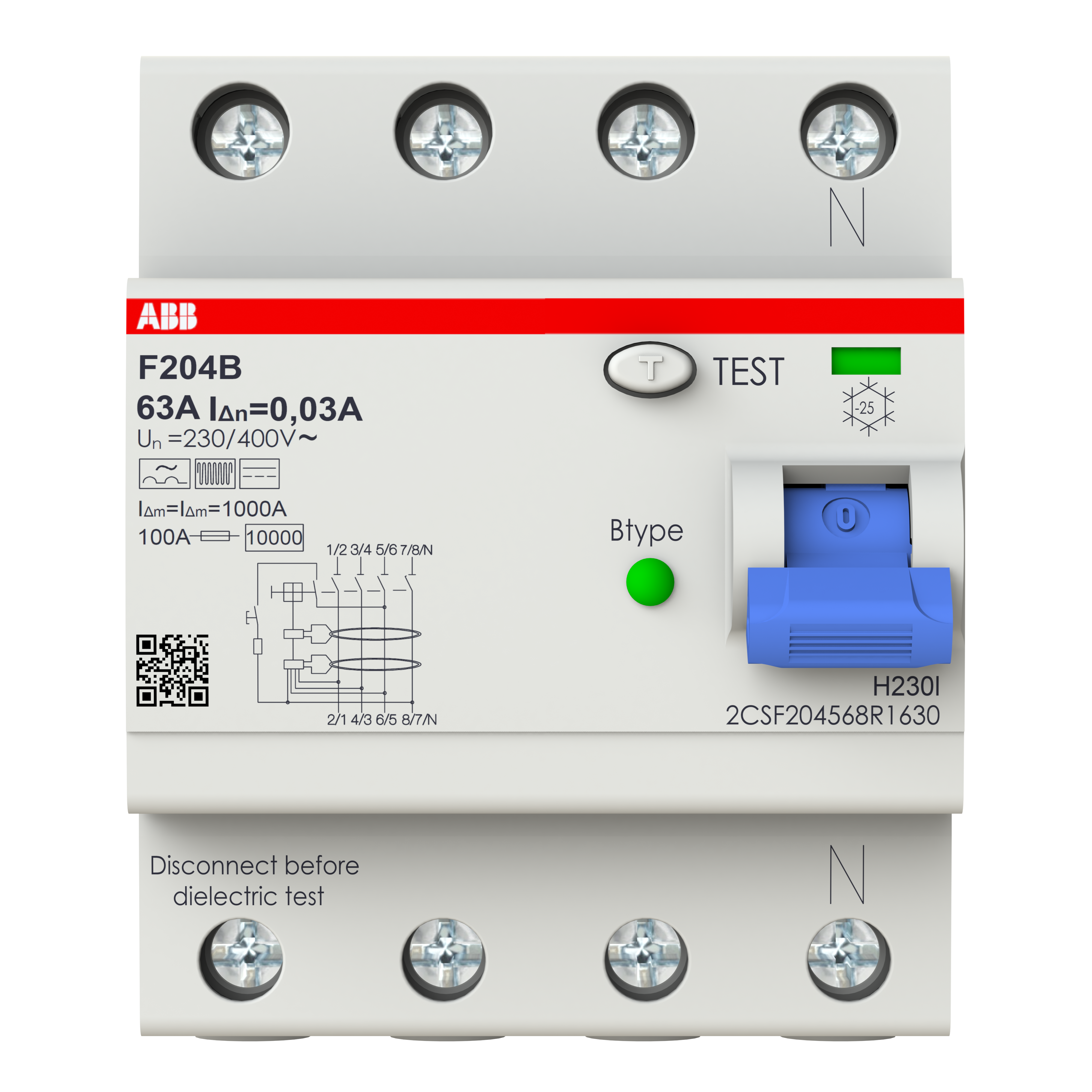 ABB 2CSF204568R1630 F204 B-63/0.03