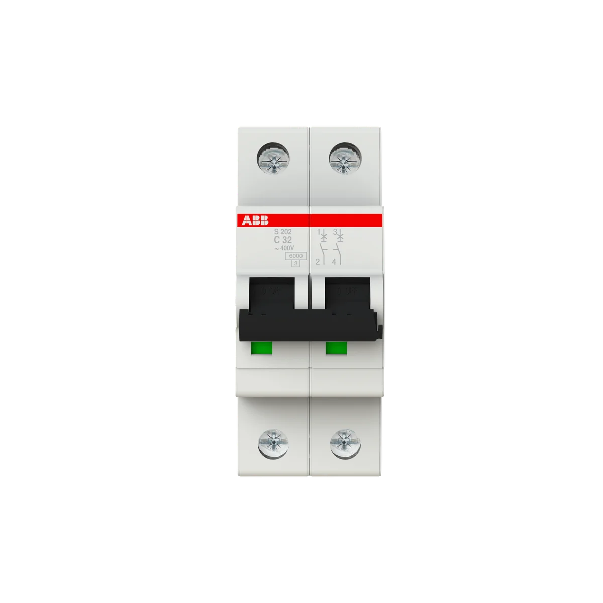 Disjoncteur ABB S202 C50 – 2 Pôles, 6 KA, 50 A, Pour Tableau électrique